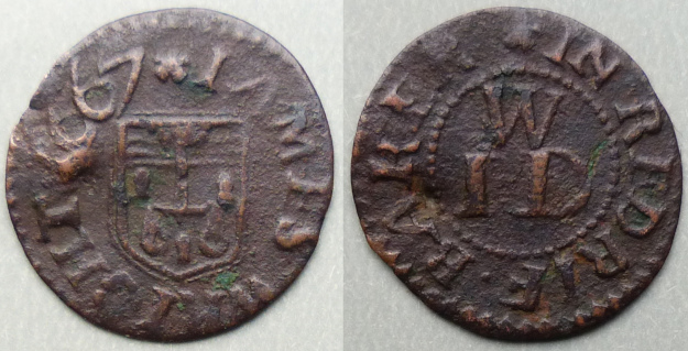 Rotherhithe, James Wright 1667 farthing